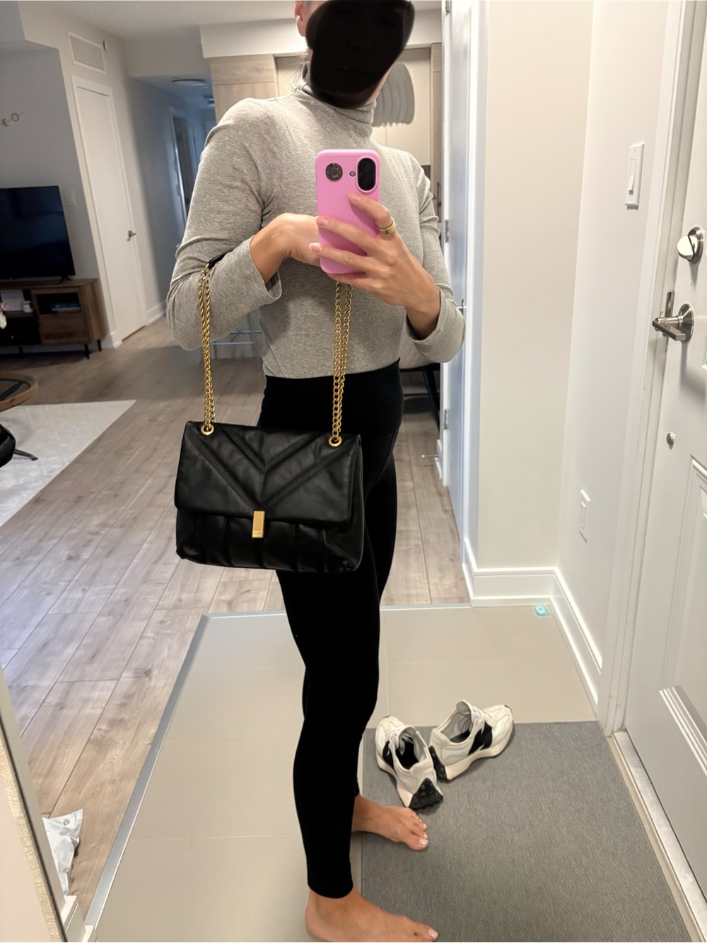 Black Quilted Ted Baker Chain-Handle Shoulder Bag